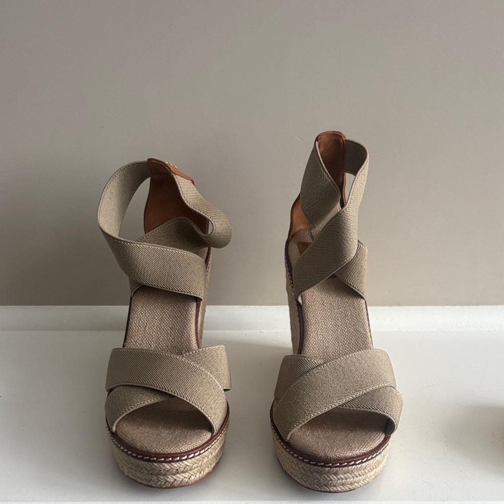 Tory Burch Canvas Espadrille Wedge Sandals